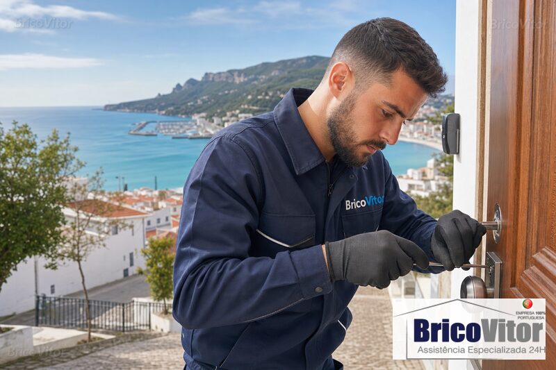Técnico BricoVitor a abrir porta em Setúbal