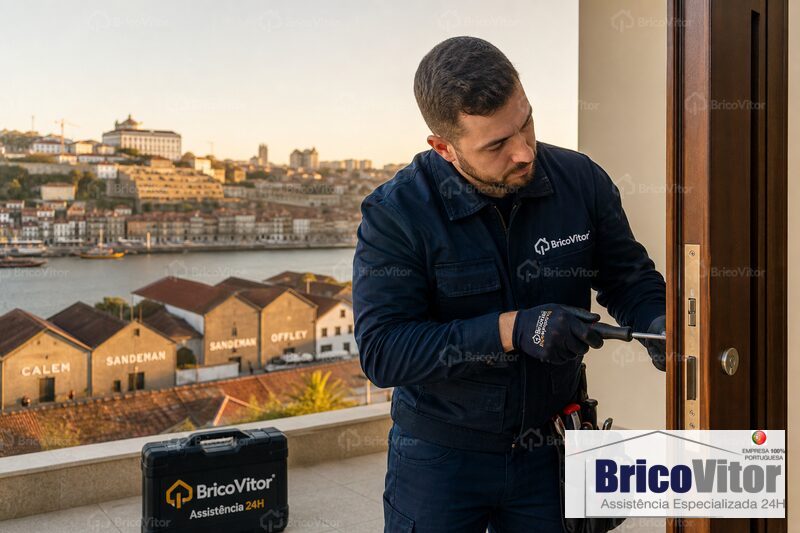 Técnico BricoVitor a abrir porta em Vila Nova de Gaia